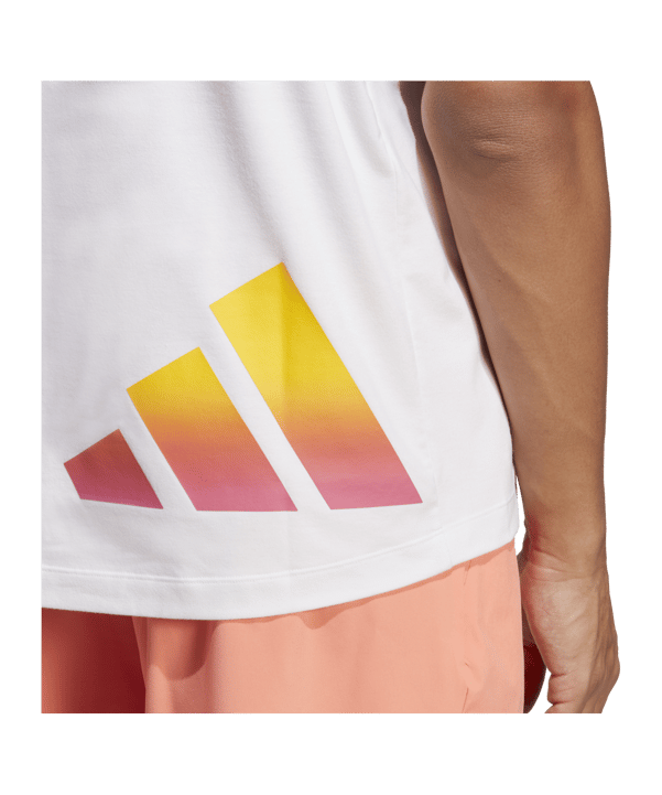 adidas 3Bar T-Shirt Weiss Gelb Orange - weiss