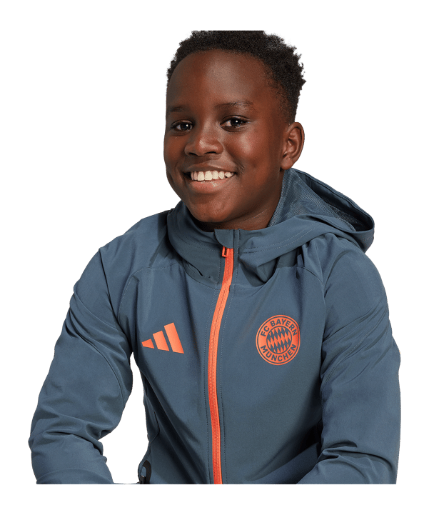 adidas FC Bayern München Tech Travel Jacke Kids Grau - grau