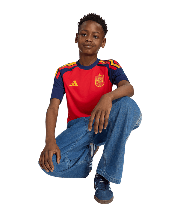 adidas FEF Spanien Fan Trikot Home WM 2026 Kids Rot - rot