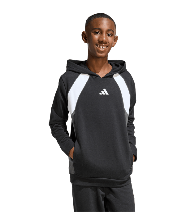 adidas Color Block Hoody Kids Schwarz - schwarz