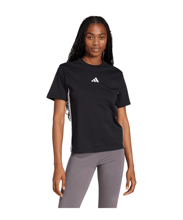 adidas Essentials 3S Cotton T-Shirt Damen Schwarz - schwarz
