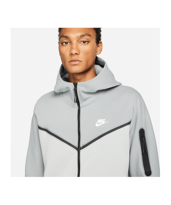 Nike Tech Fleece Kapuzenjacke Grau Weiss F074 - grau