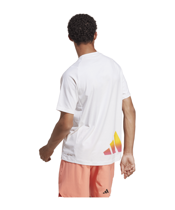 adidas 3Bar T-Shirt Weiss Gelb Orange - weiss