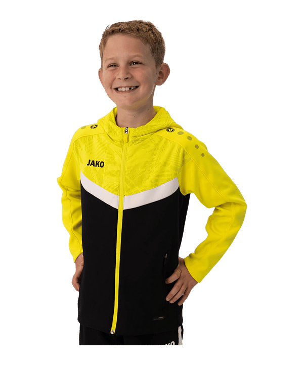 JAKO Iconic Kapuzenjacke Kids Schwarz Gelb F808 - schwarz