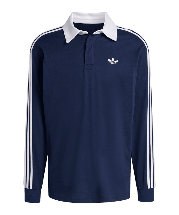 adidas 3 Stripes Longsleeve Polo Blau - blau
