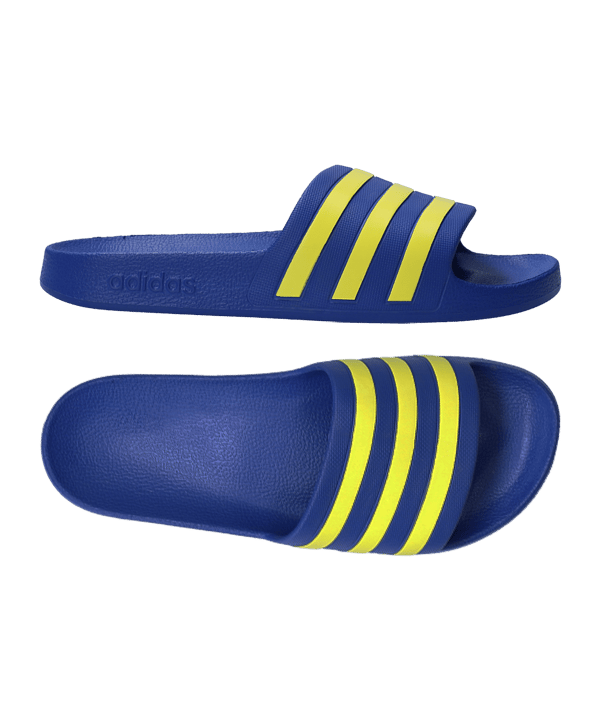 adidas Adilette Aqua Badelatsche Blau Gelb - blau