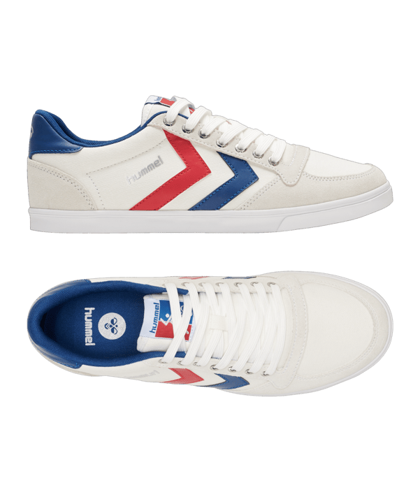 Hummel Slimmer Stadil Low Weiss Blau Rot F9228 - weiss