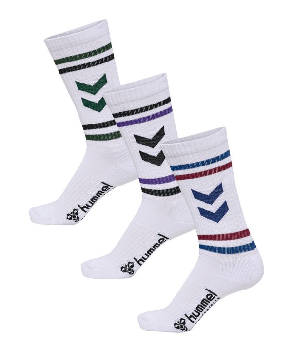 Hummel 3-Pack Chevron High Retro Socken Weiß F9639 - weiss