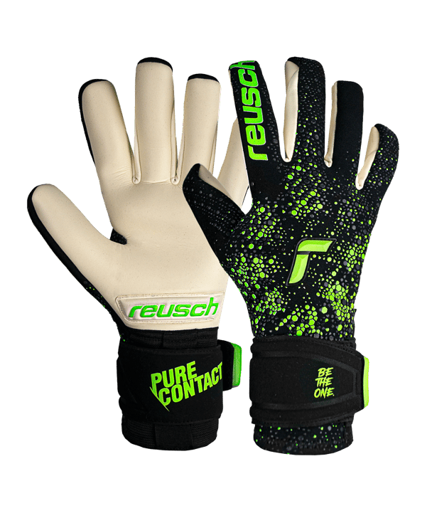Reusch Pure Contact Gold Torwarthandschuh Schwarz Grün F7781 - schwarz
