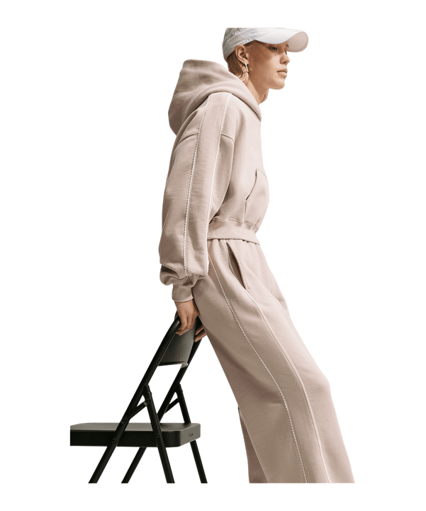 Nike Studio Fleece Scallop Broek Dames Bruin K236 - bruin