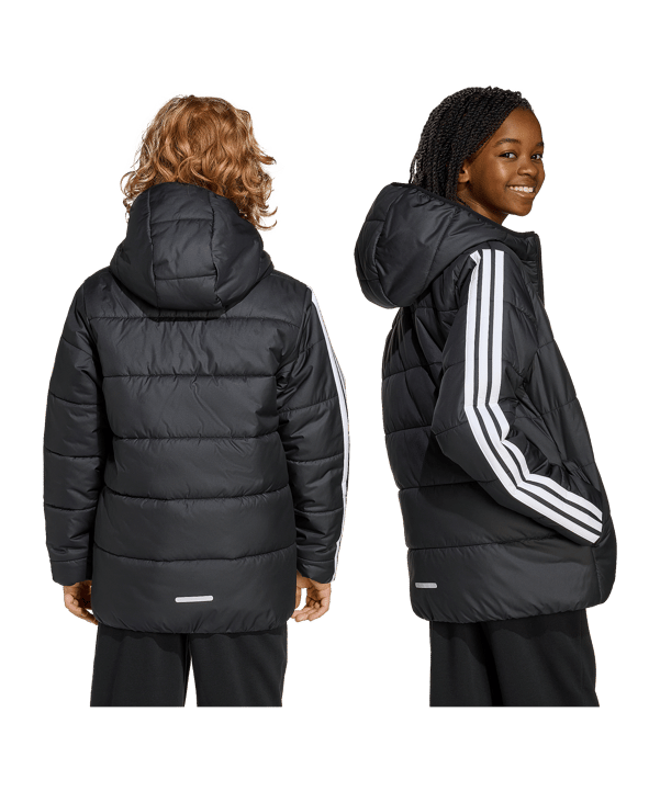 adidas Essentials 3 Stripes Padded Winterjacke Kids Schwarz - schwarz