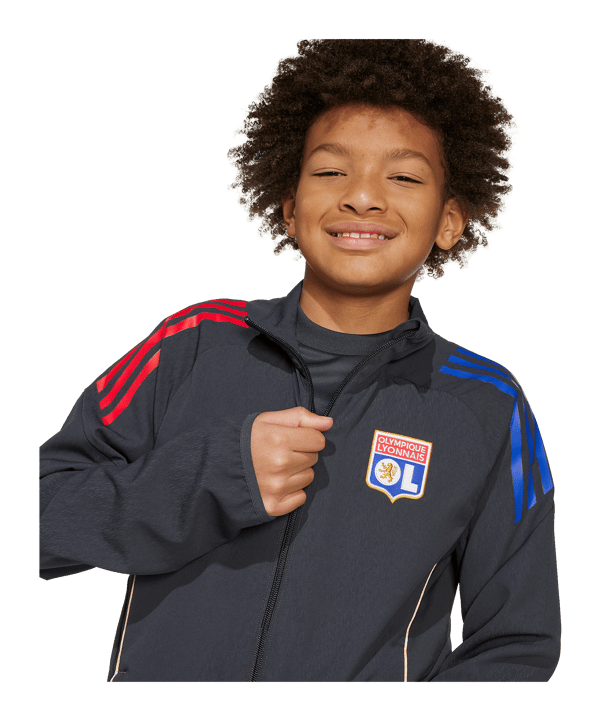 adidas Olympique Lyon Präsentationsjacke Kids Grau - grau