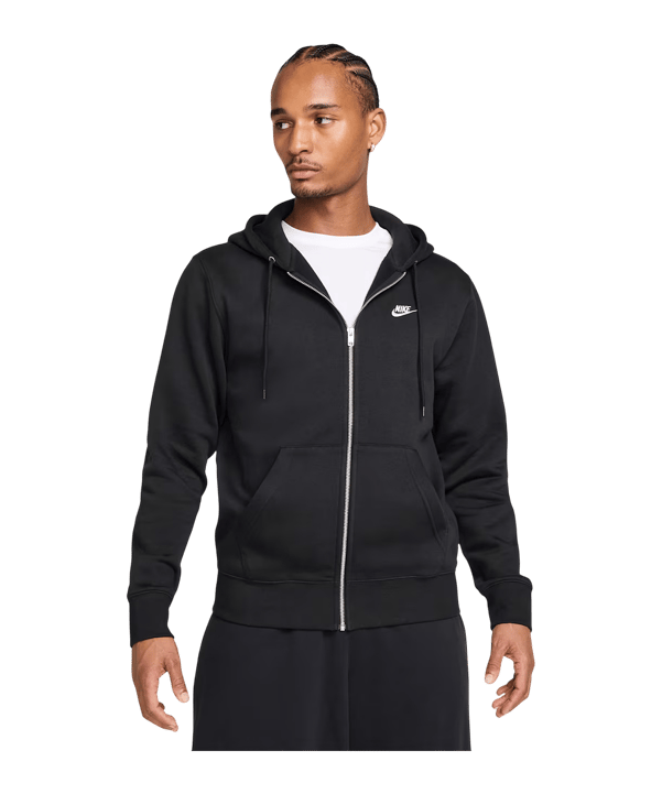 Nike Club Fleece Kapuzenjacke Schwarz F010 - schwarz