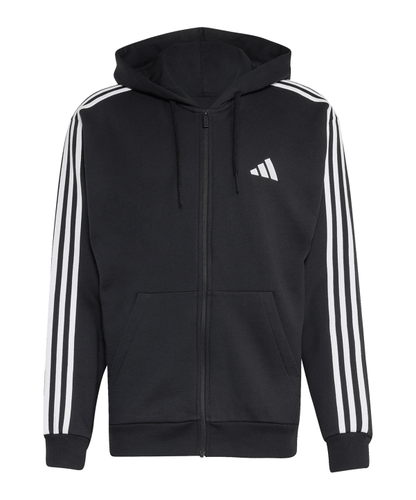 adidas Essentials 3-Stripes French Terry Kapuzenjacke Schwarz
