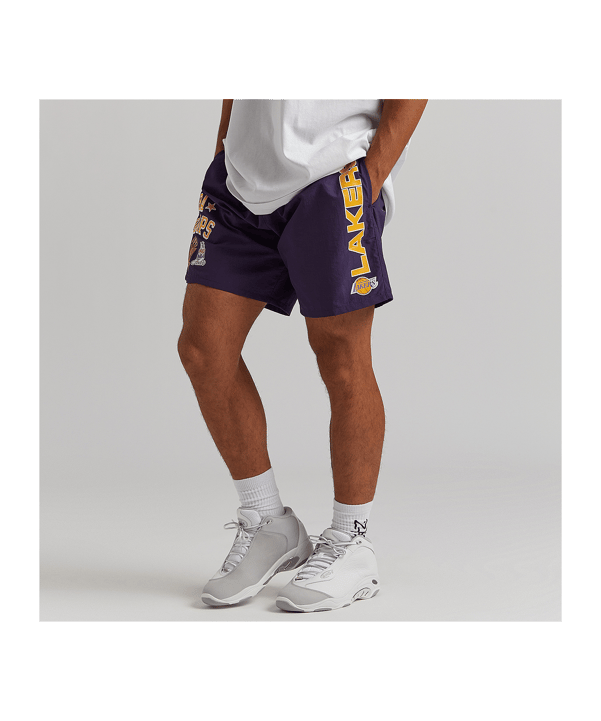 Mitchell and Ness NBA Los Angeles Lakers Team Heritage Woven Short Lila - lila