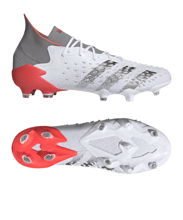 adidas Predator FREAK.1 FG White Spark Weiss Grau Rot - weiss