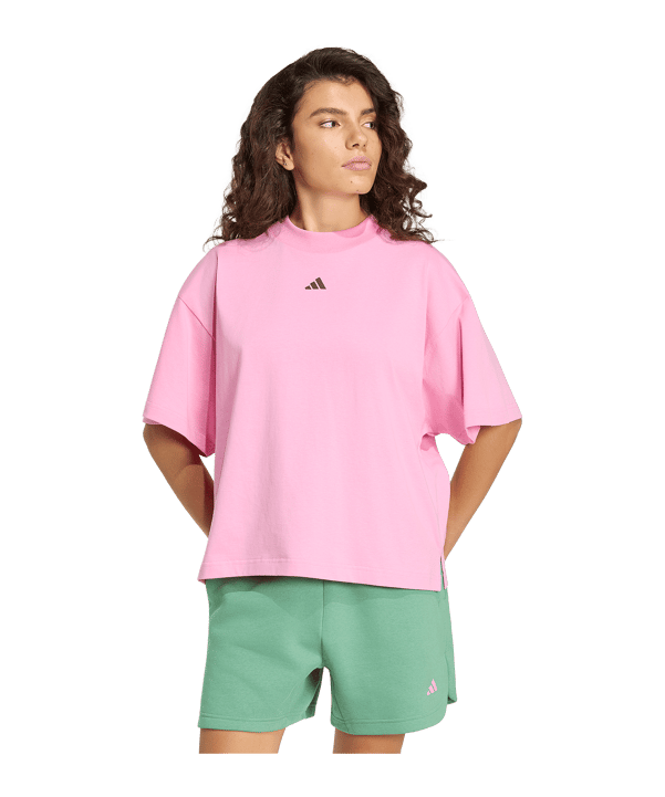 adidas 3 Stripes Studio T-Shirt Damen Rosa - rosa