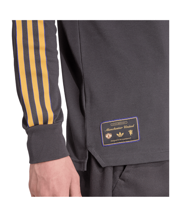 adidas Manchester United Icon Long Sleeve Polo Schwarz - schwarz