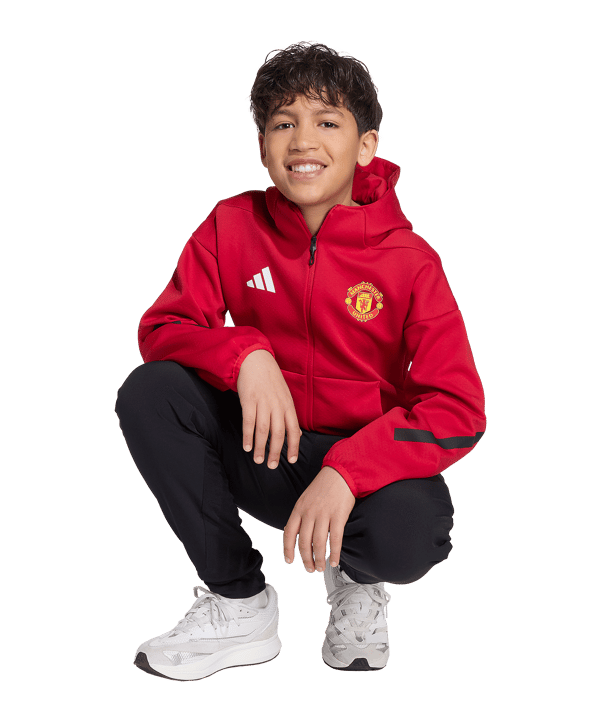 adidas Manchester United Anthem Kapuzenjacke Kids Rot - rot