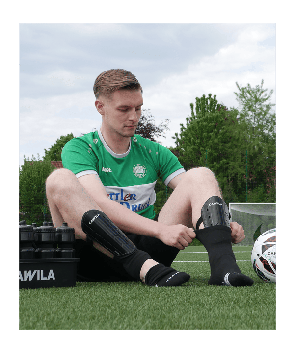 Cawila GEAR Scheinbeinschoner DEFENSE mit Knöchelschutz - weiss