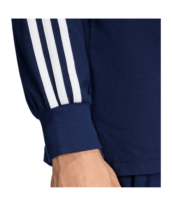 adidas 3 Stripes Longsleeve Polo Blau - blau