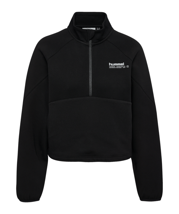 Hummel Tech Fleece Boxy Half Zip Sweatshirt Damen Schwarz F2001 - schwarz