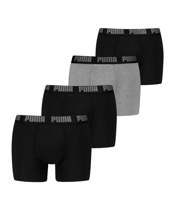 PUMA Everyday Boxer 4er Pack Schwarz Grau F002 - schwarz