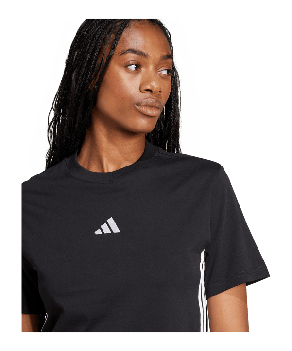 adidas Essentials 3S Cotton T-Shirt Damen Schwarz - schwarz