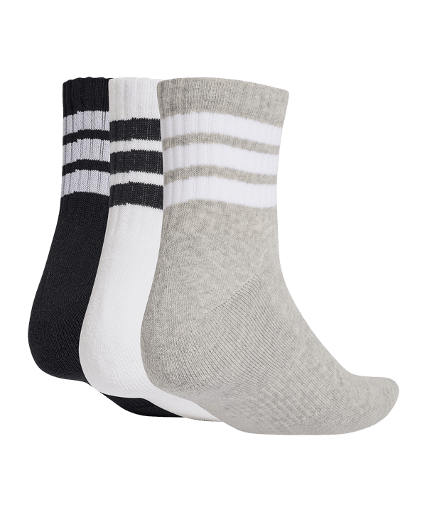 adidas 3 Stripes Mid Cut 3er Pack Socken Grau - grau