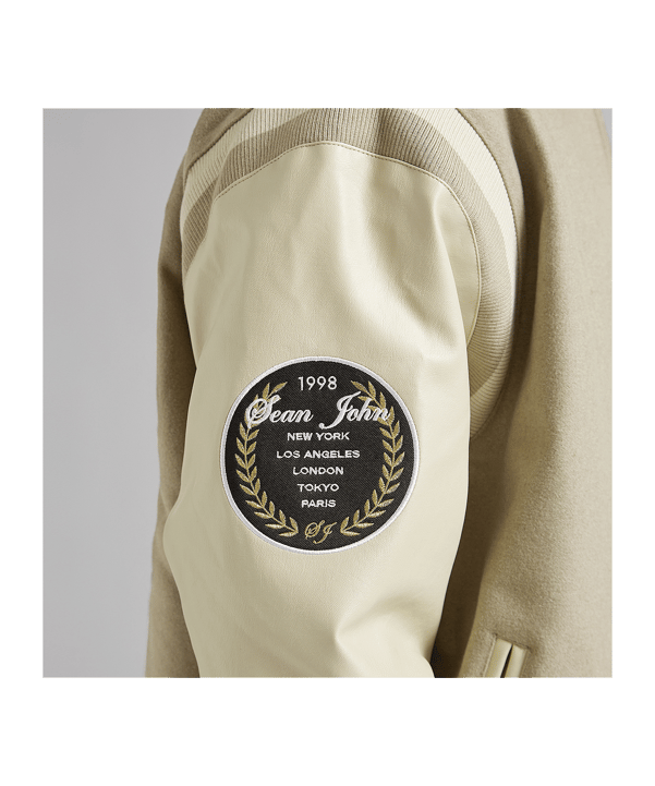 Sean John Logo Collegejacke Jacke Beige - beige