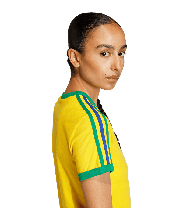 adidas Originals 3 Stripes Slim T-shirt Donna Giallo - giallo