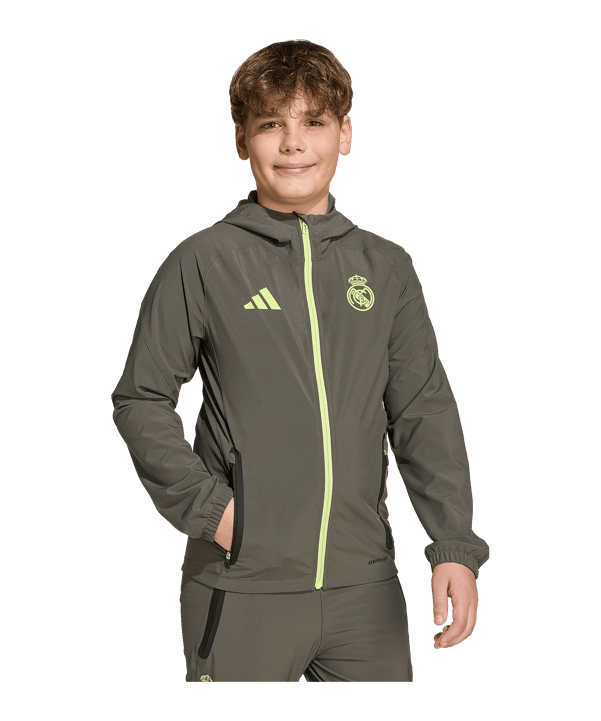 adidas Real Madrid Vis Tech Travel Jacke Kids Grau - grau