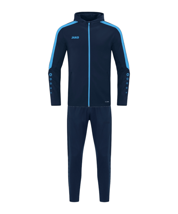 JAKO Power mit Kapuze Trainingsanzug Kids Blau F910 - blau