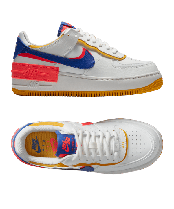 Nike Air Force 1 Shadow Damen Weiss Blau Pink F105 - weiss
