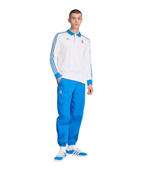 adidas Real Madrid Icon Long Sleeve Polo Weiß - weiss