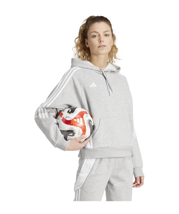 adidas Tiro 24 Hoody Damen Grau Weiss - grau