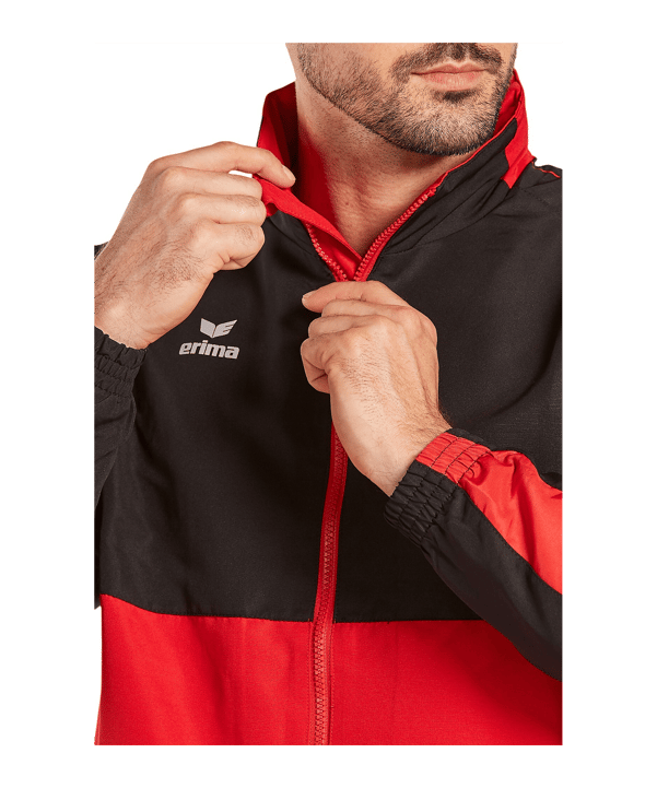 Erima Six Wings Jacke abnehmbare Ärmel Rot Schwarz Schwarz - rot