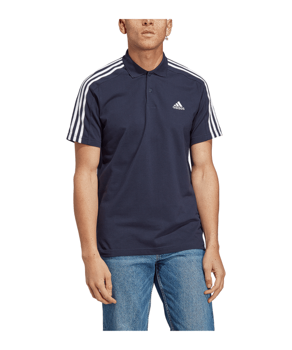 adidas Essentials 3-Stripes Poloshirt Pink - blau