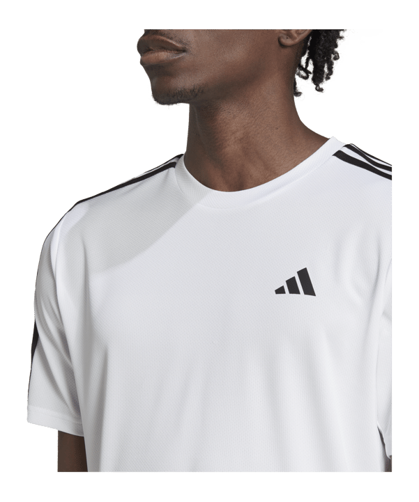 adidas Base 3-Stripes T-Shirt Weiss Schwarz - weiss