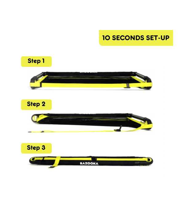 BAZOOKAGOAL Teleskoptor 120x75 cm Schwarz Gelb | Bazooka Tore für Funino Konzept | BG01 - schwarz