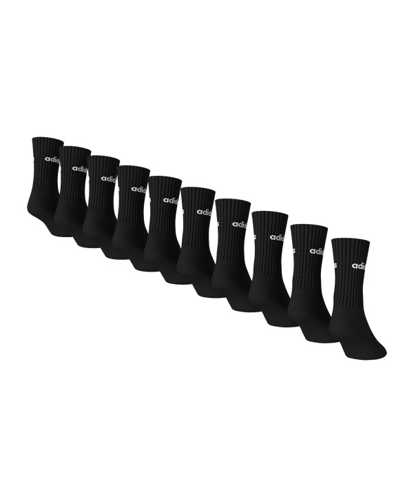 adidas Crew 10er Pack Socken Schwarz - schwarz