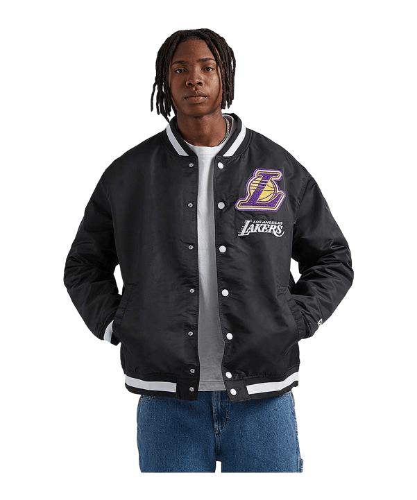 New Era LA Lakers Logo Varsity Jacke Schwarz - schwarz