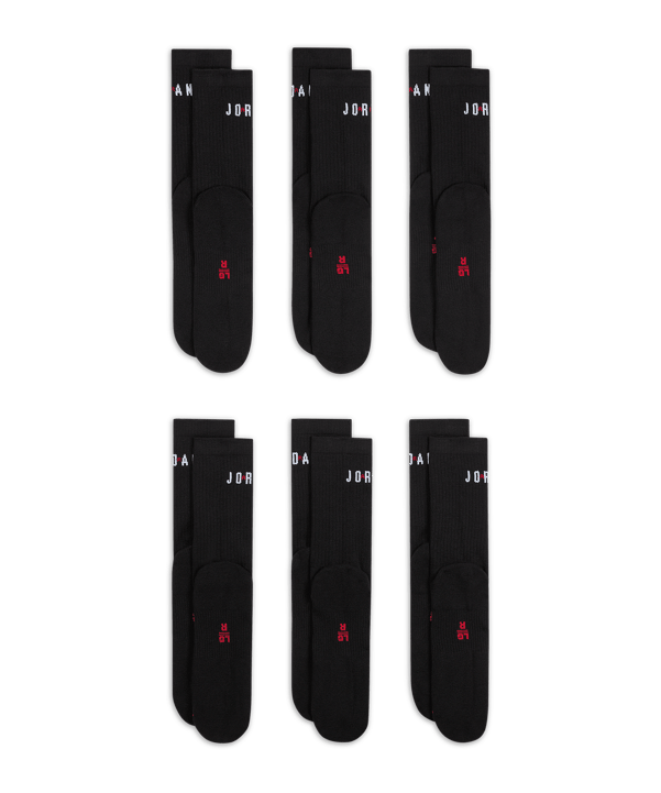 Jordan Everyday Crew 6er Pack Socken Schwarz F010 - schwarz