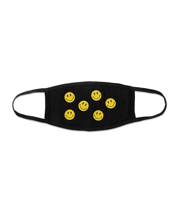 Market Smiley Dots Mundmaske - schwarz