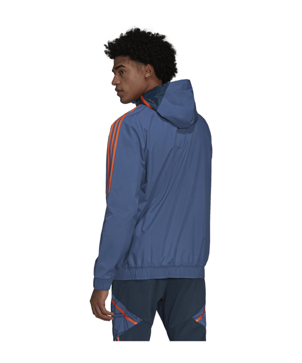 adidas Manchester United Allwetter Kapuzenjacke Blau - blau