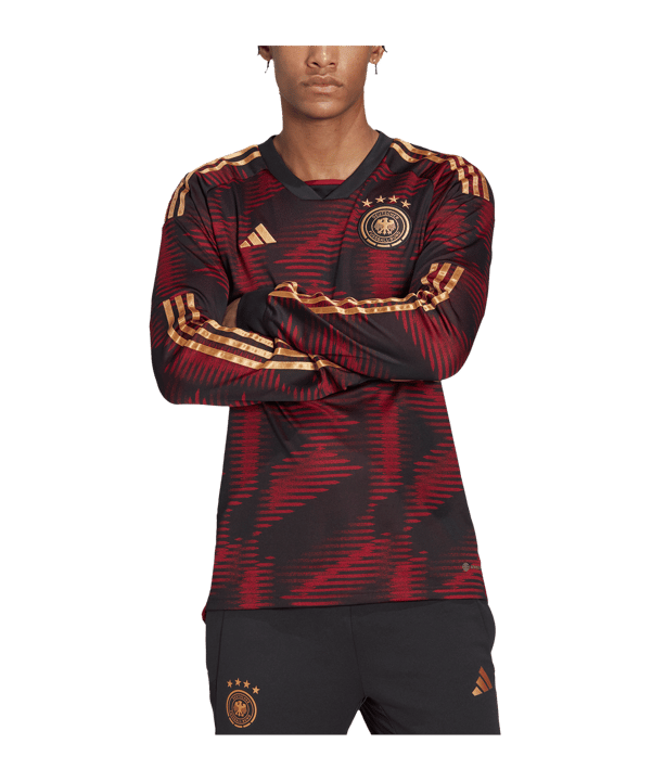 adidas DFB Deutschland Trikot langarm Away WM 2022 Schwarz - schwarz