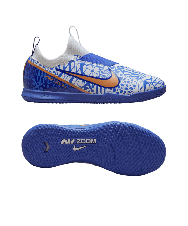 Nike Jr Air Zoom Mercurial Vapor XV Academy CR7 IC Halle Kids Weiss Kupfer F182 - weiss
