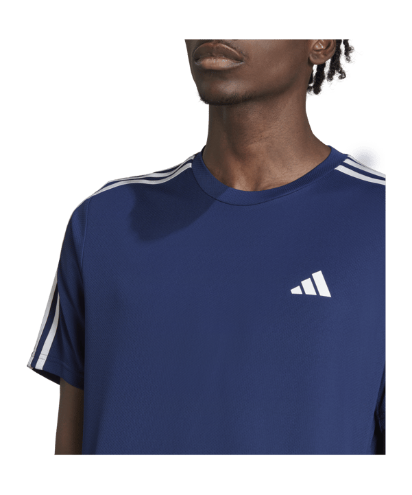 adidas Base 3-Stripes T-Shirt Blau Weiss - dunkelblau