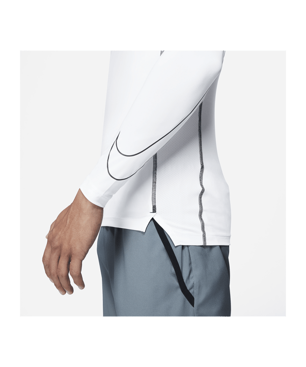 Nike Pro Longsleeve Weiss Schwarz F100 - weiss