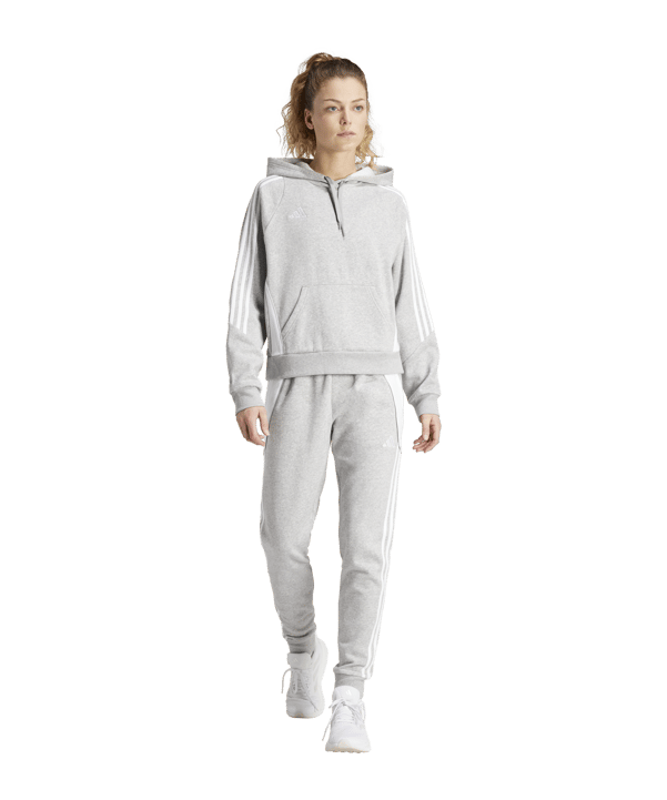 adidas Tiro 24 Hoody Damen Grau Weiss - grau
